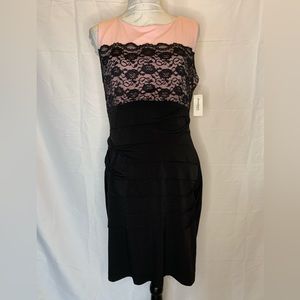 Dressbarn pink and black dress size 10 NEW WITH TAGS